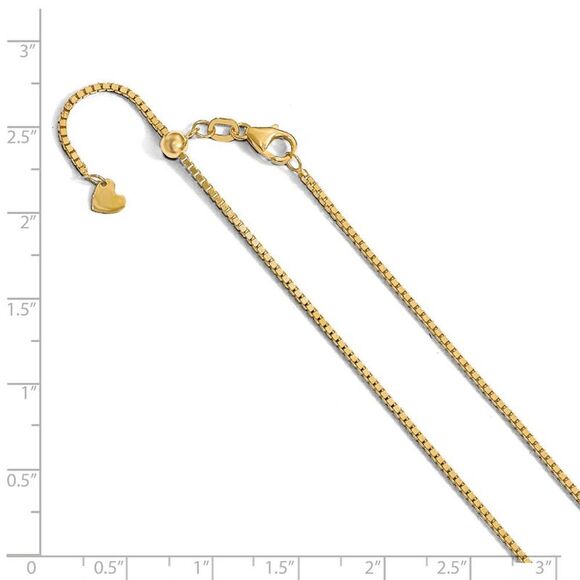 1.2mm 14k Yellow Gold Adjustable Box Chain Necklace, 30 Inch - Picture 2 of 5